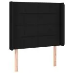 Tăblie de pat cu aripioare, negru, 103x16x118/128 cm, textil