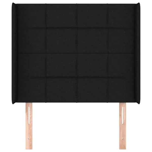 Tăblie de pat cu aripioare, negru, 103x16x118/128 cm, textil