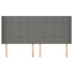 Tăblie de pat cu aripioare gri închis 163x16x118/128 cm textil