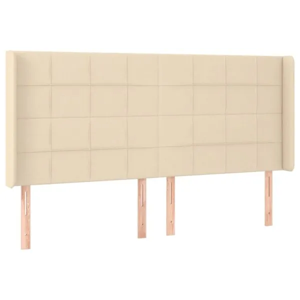 Tăblie de pat cu aripioare, crem, 163x16x118/128 cm, textil