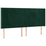 Tăblie pat cu aripioare verde închis 183x16x118/128 cm catifea