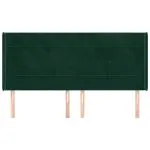 Tăblie pat cu aripioare verde închis 183x16x118/128 cm catifea