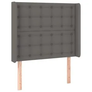 Tăblie de pat cu aripioare, gri , 93x16x118/128 cm, piele eco