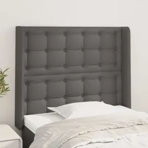 Tăblie de pat cu aripioare, gri , 93x16x118/128 cm, piele eco