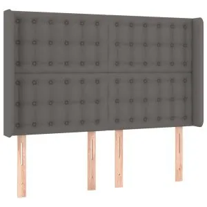 Tăblie de pat cu aripioare gri 147x16x118/128 cm piele eco