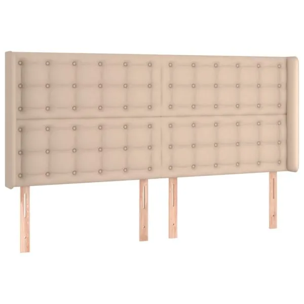 Tăblie pat cu aripioare cappuccino 163x16x118/128 cm piele eco