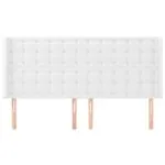 Tăblie de pat cu aripioare, alb, 183x16x118/128 cm, piele eco