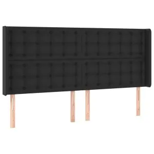 Tăblie de pat cu aripioare, negru, 203x16x118/128 cm, piele eco