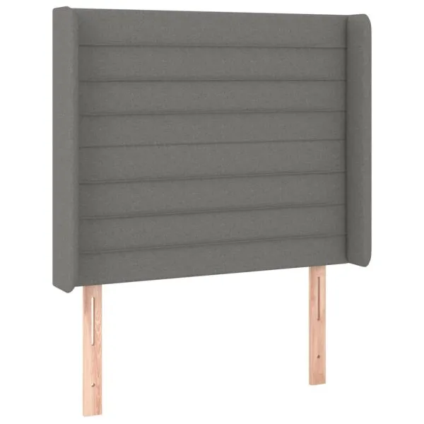 Tăblie de pat cu aripioare gri închis 83x16x118/128 cm textil