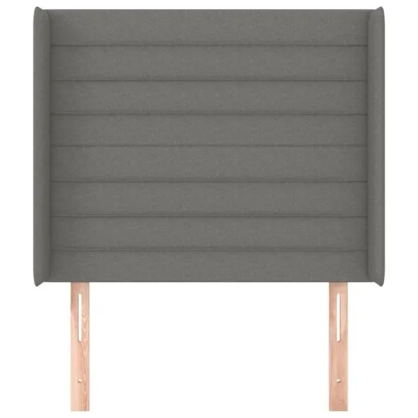 Tăblie de pat cu aripioare gri închis 83x16x118/128 cm textil