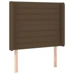 Tăblie de pat cu aripioare maro închis 83x16x118/128 cm textil