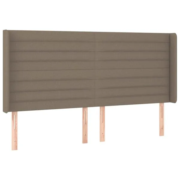 Tăblie de pat cu aripioare gri taupe 203x16x118/128 cm textil