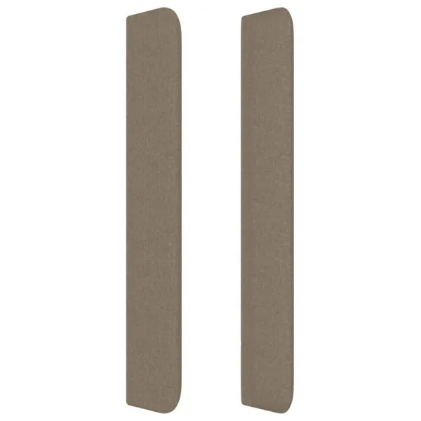 Tăblie de pat cu aripioare gri taupe 203x16x118/128 cm textil