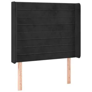 Tăblie de pat cu aripioare, negru, 83x16x118/128 cm, catifea