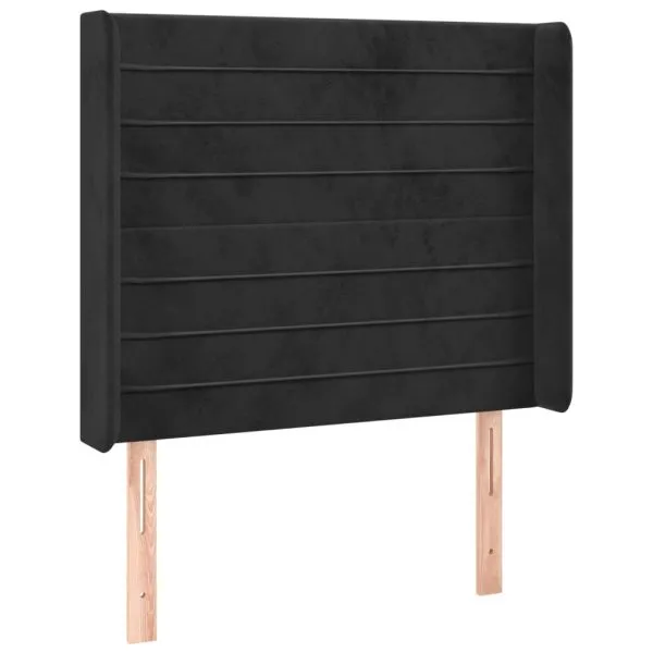 Tăblie de pat cu aripioare, negru, 83x16x118/128 cm, catifea