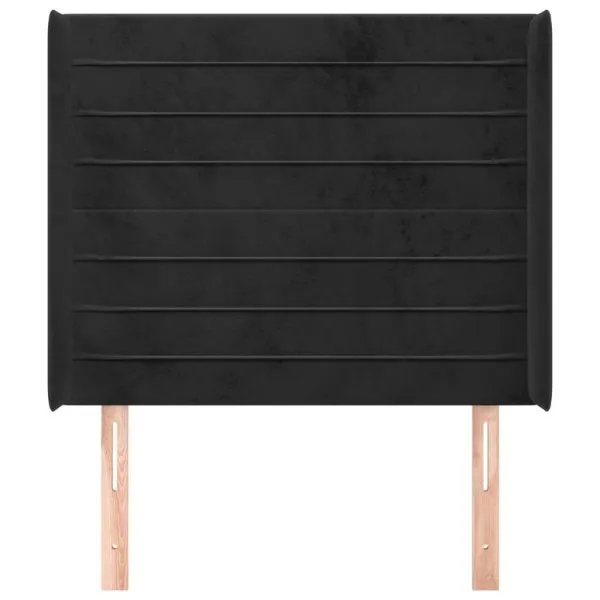 Tăblie de pat cu aripioare, negru, 83x16x118/128 cm, catifea