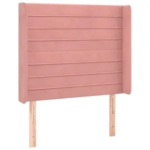 Tăblie de pat cu aripioare, roz, 103x16x118/128 cm, catifea