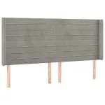 Tăblie de pat cu aripioare gri deschis 203x16x118/128cm catifea