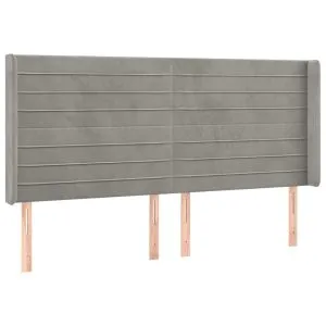 Tăblie de pat cu aripioare gri deschis 203x16x118/128cm catifea