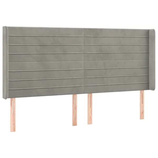Tăblie de pat cu aripioare gri deschis 203x16x118/128cm catifea