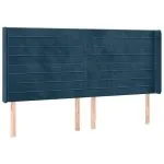 Tăblie pat cu urechi albastru închis 203x16x118/128 cm catifea