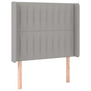 Tăblie de pat cu aripioare gri deschis 93x16x118/128 cm textil