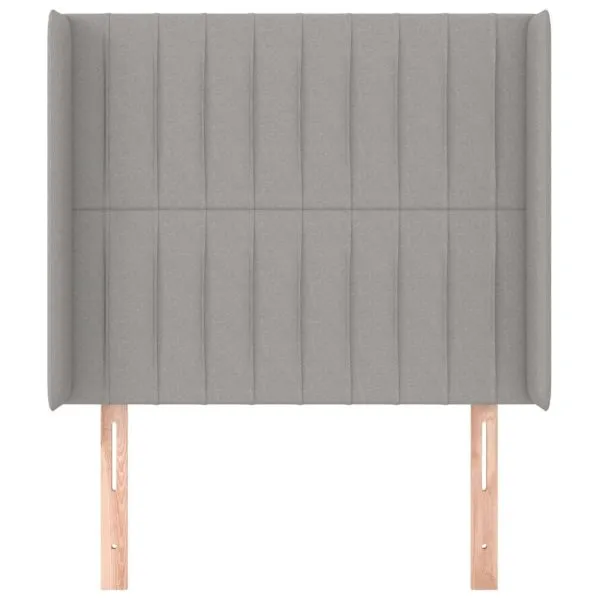 Tăblie de pat cu aripioare gri deschis 93x16x118/128 cm textil