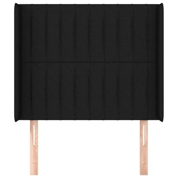 Tăblie de pat cu aripioare, negru, 93x16x118/128 cm, textil