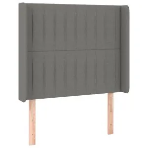 Tăblie de pat cu aripioare gri închis 103x16x118/128 cm textil