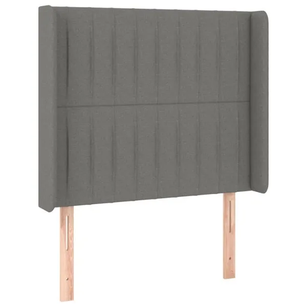 Tăblie de pat cu aripioare gri închis 103x16x118/128 cm textil