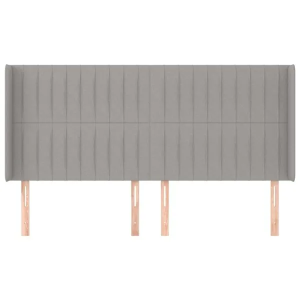 Tăblie de pat cu aripioare gri deschis 203x16x118/128 cm textil