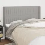 Tăblie de pat cu aripioare gri deschis 203x16x118/128 cm textil