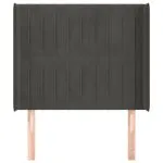 Tăblie de pat cu aripioare gri închis 83x16x118/128 cm catifea