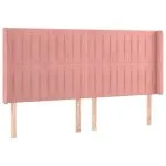 Tăblie de pat cu aripioare, roz, 203x16x118/128 cm, catifea