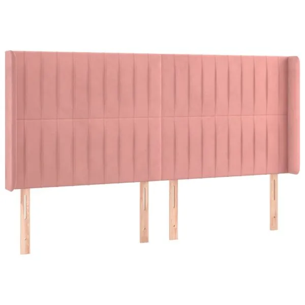 Tăblie de pat cu aripioare, roz, 203x16x118/128 cm, catifea