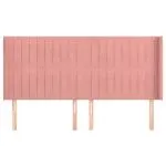 Tăblie de pat cu aripioare, roz, 203x16x118/128 cm, catifea