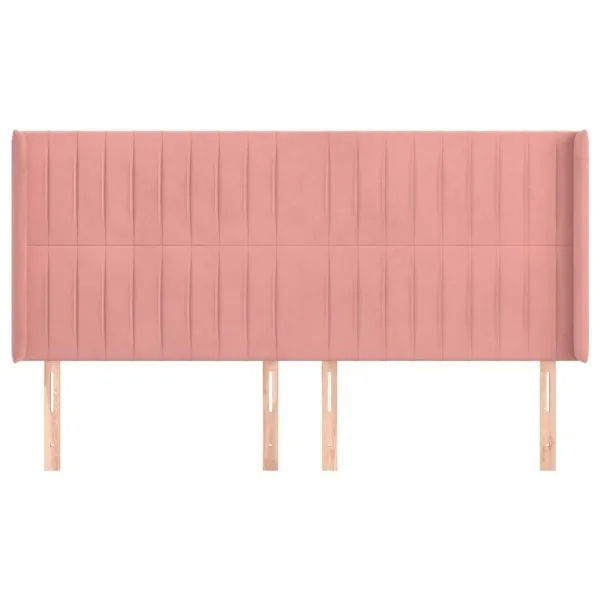 Tăblie de pat cu aripioare, roz, 203x16x118/128 cm, catifea