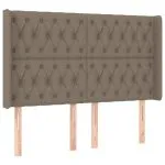 Tăblie de pat cu aripioare gri taupe 147x16x118/128 cm textil