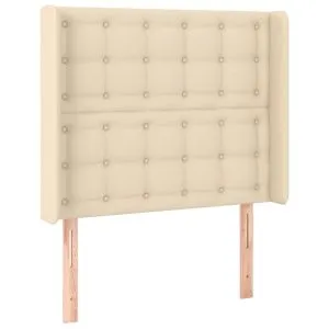 Tăblie de pat cu aripioare, crem, 83x16x118/128 cm, textil