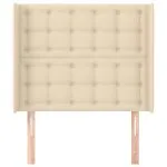 Tăblie de pat cu aripioare, crem, 83x16x118/128 cm, textil