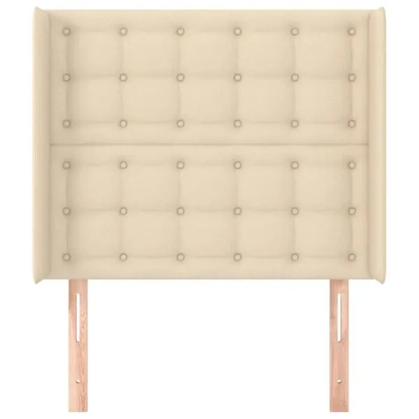 Tăblie de pat cu aripioare, crem, 83x16x118/128 cm, textil