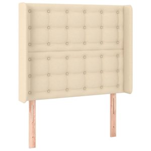Tăblie de pat cu aripioare, crem, 93x16x118/128 cm, textil
