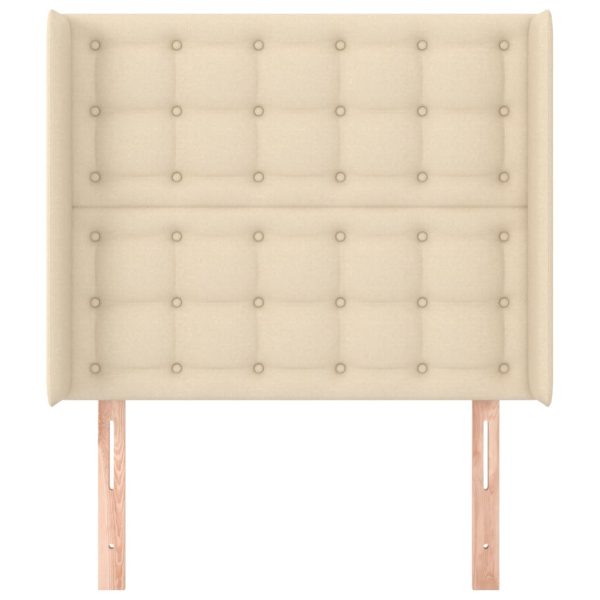 Tăblie de pat cu aripioare, crem, 93x16x118/128 cm, textil