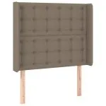 Tăblie de pat cu aripioare gri taupe 103x16x118/128 cm textil