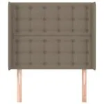 Tăblie de pat cu aripioare gri taupe 103x16x118/128 cm textil
