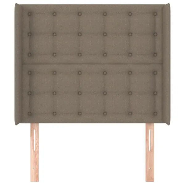 Tăblie de pat cu aripioare gri taupe 103x16x118/128 cm textil