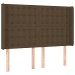 Tăblie de pat cu aripioare maro închis 147x16x118/128 cm textil