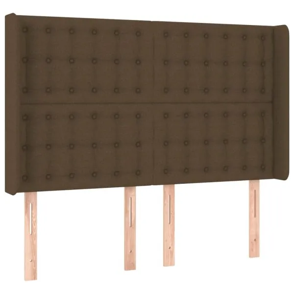 Tăblie de pat cu aripioare maro închis 147x16x118/128 cm textil