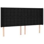 Tăblie de pat cu aripioare, negru, 163x16x118/128 cm, textil