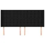 Tăblie de pat cu aripioare, negru, 163x16x118/128 cm, textil